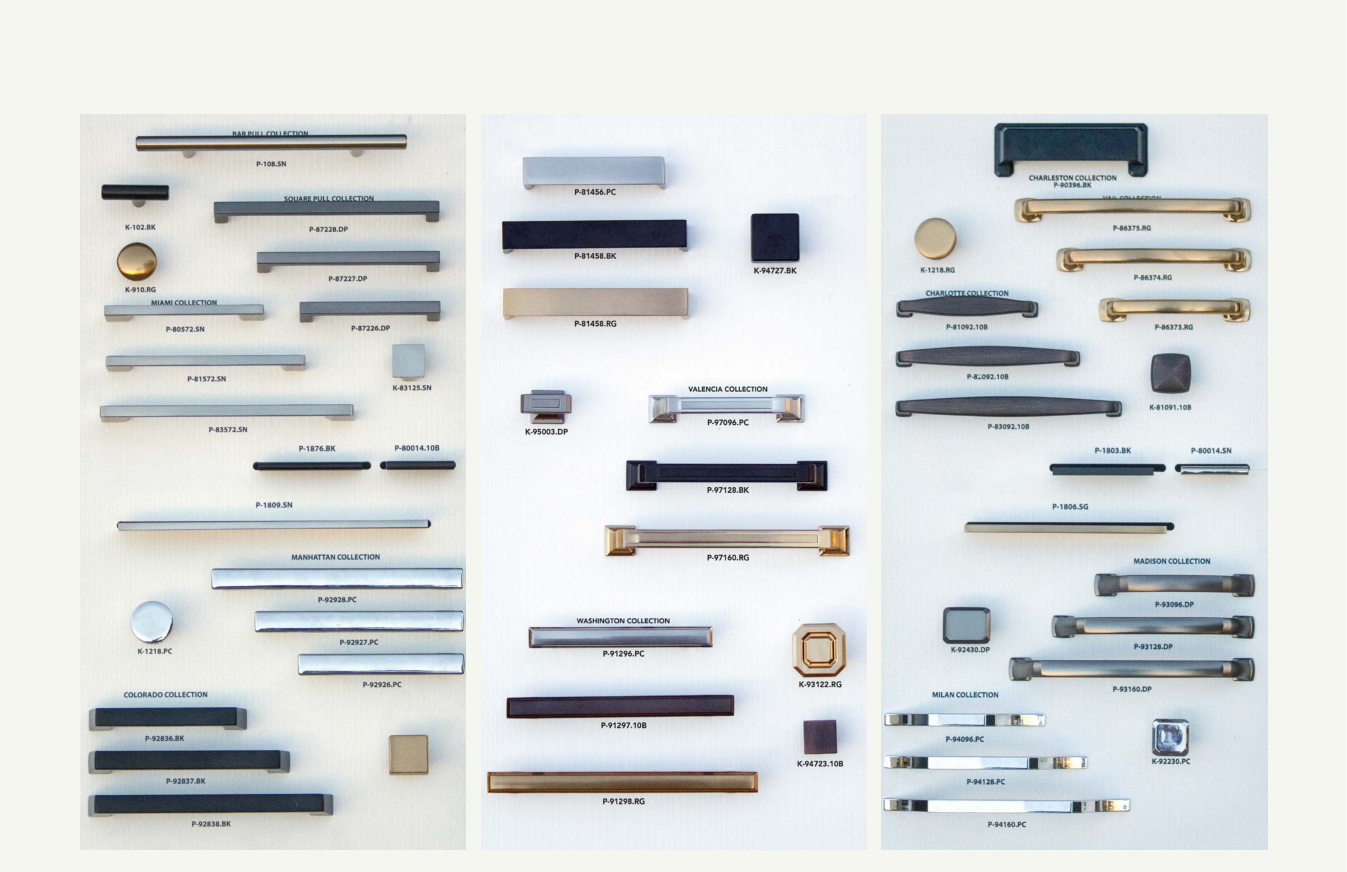 Cabinet pulls and knobs — all collections
